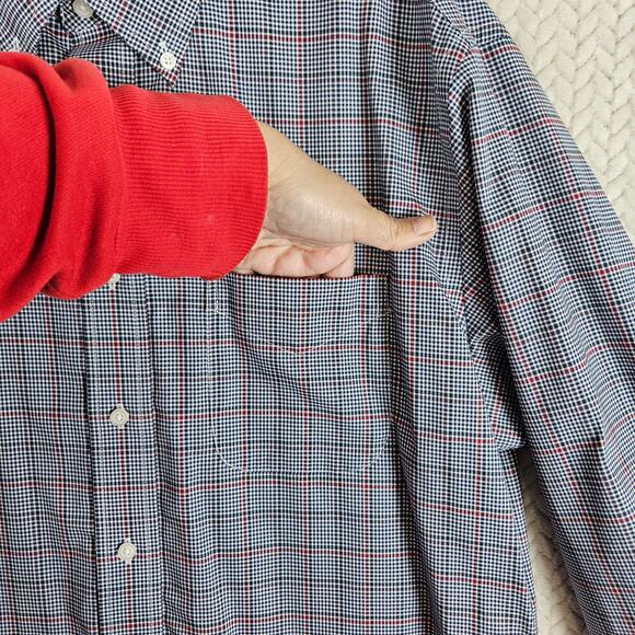Jos. A. Bank Traveler Shirt Men's Large Blue Red Check Plaid Tailored Fit Preppy - Picture 4 of 9